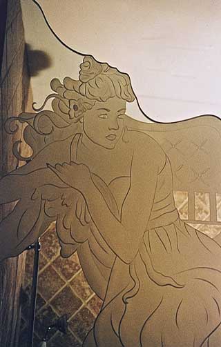 Etched Carved Glass Examples From Stained Glass Woodland Hills and Silva Glassworks